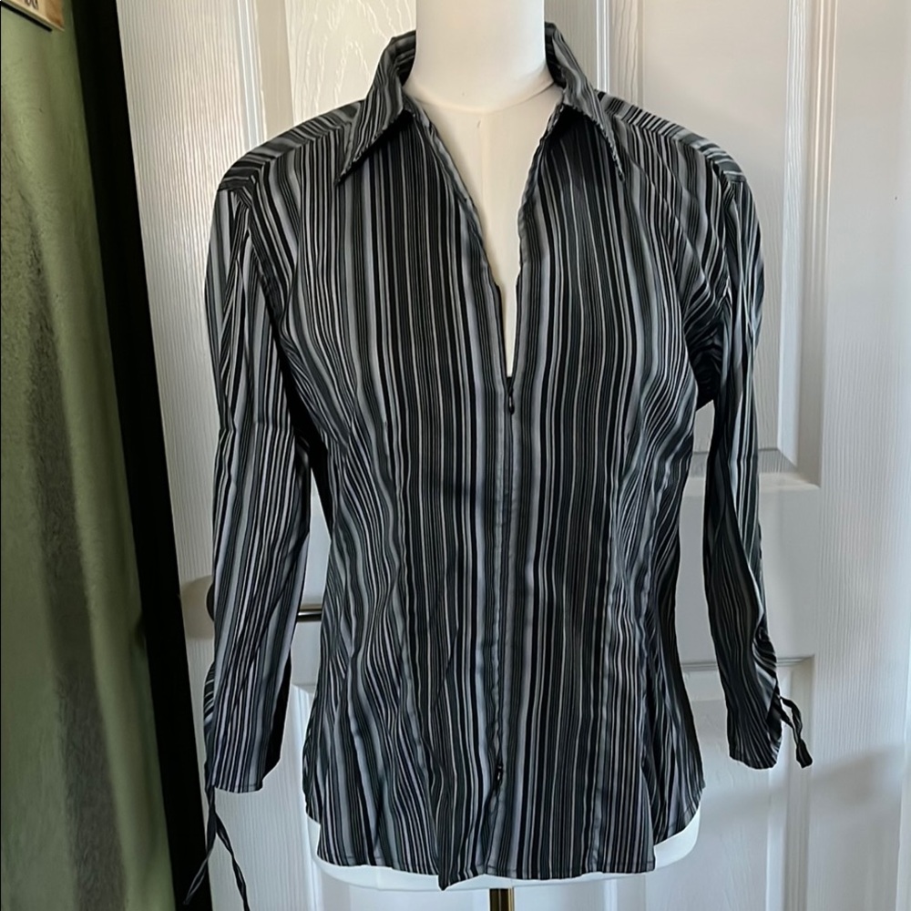 DCC Striped Button Down Shirt in Black and Gray